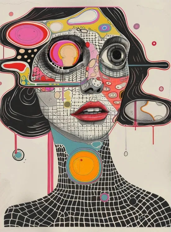 Tableau mural en toile « Grid Addiction » Art surréaliste Belle et unique impression de peinture Art mural abstrait moderne surréaliste Décoration murale en toile