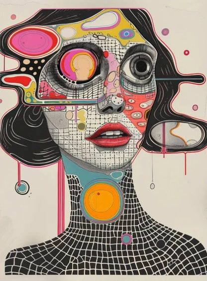 Tableau mural en toile « Grid Addiction » Art surréaliste Belle et unique impression de peinture Art mural abstrait moderne surréaliste Décoration murale en toile