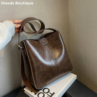 Bolso de hombro retro MOODS para mujer, con correa ancha, de piel sintética suave, bandoleras con monedero pequeño, gran capacidad, para compras