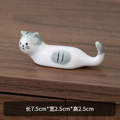Support de Baguettes en Céramique Style Japonais avec Motif de Chat Mignon, Repose-Baguettes, Porte-Baguettes, Vaisselle, Support de Cuillère