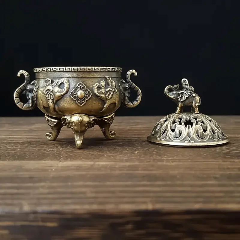 Elephant Triple-Legged Incense Burner | Metal Aromatherapy Decor