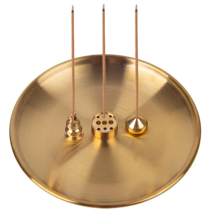 4 in 1 Metal Incense Burner for Yoga Brass Incense Holder Palo Santo Holder Sage Holder Incense Tray Ash Catcher Home Decor