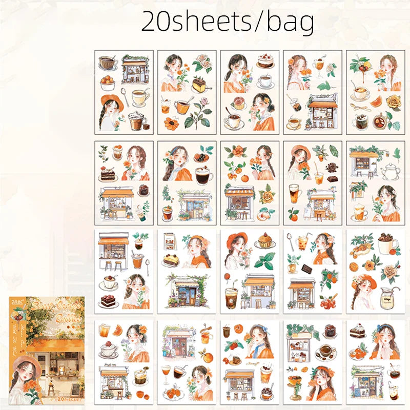 20pcs Floral Letter Sticker Set | Cute Landscape Theme for Scrapbooking and DIY Crafts