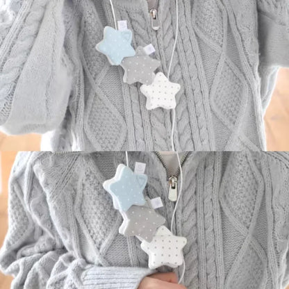 Y2k Japanese Earphone Decoration Accessories Handmade Fabric Star Wave Point Earphone Storage Bag Data Cable Organizer
