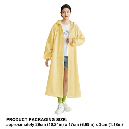 Adult Long Raincoat | Reusable Waterproof Windproof Hooded Rain Gear for Hiking and Travel