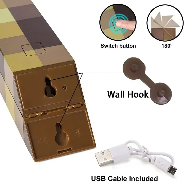 11.5 Inch Brownstone Torch Led Night Lights USB Rechargeable Table Light Game Room Decoration Lamp Kids Birthday Gifts Toy Lamps