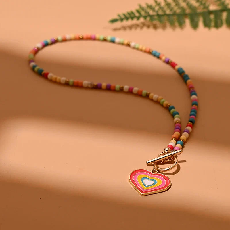 Colorful Stone Choker Necklace | Round Evil Charm Pendant for Women