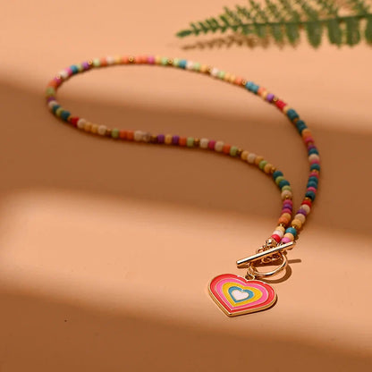Colorful Stone Choker Necklace | Round Evil Charm Pendant for Women