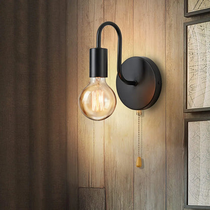 Applique murale industrielle noire – Lampe nordique en fer E27 pour chambre et salle de bain