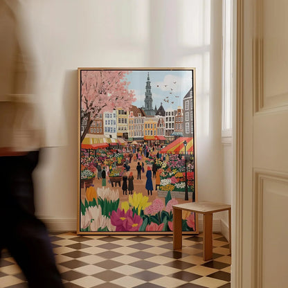 Marché aux fleurs Amsterdam Peinture aquarelle,Art mural Amsterdam,Impression canaux Amsterdam,Affiche voyage Pays-Bas,Affiche ville,Naiss