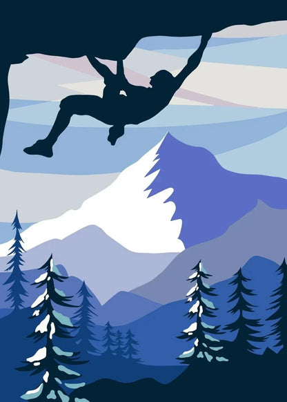Abstract Rock Climbing Adventure Posters and Prints Canvas Painting Mountain Sun Wall Art Pictures for Living Room Home Decor