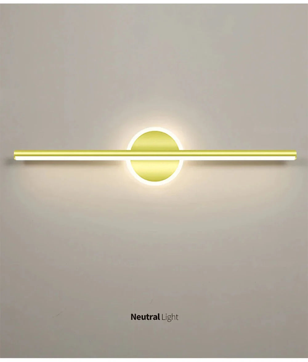 LED Mirror Front Wall Light – 40/60cm Gold Black Indoor Lamp for Bathroom & Bedroom