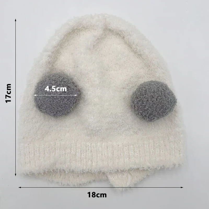 Lindos sombreros de invierno cálidos para niños y niñas, gorros de lana con dobladillo de vellón y pompón, gorros de lana sólida con protección para las orejas, gorros suaves para recién nacidos.