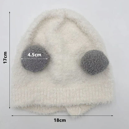 Lindos sombreros de invierno cálidos para niños y niñas, gorros de lana con dobladillo de vellón y pompón, gorros de lana sólida con protección para las orejas, gorros suaves para recién nacidos.