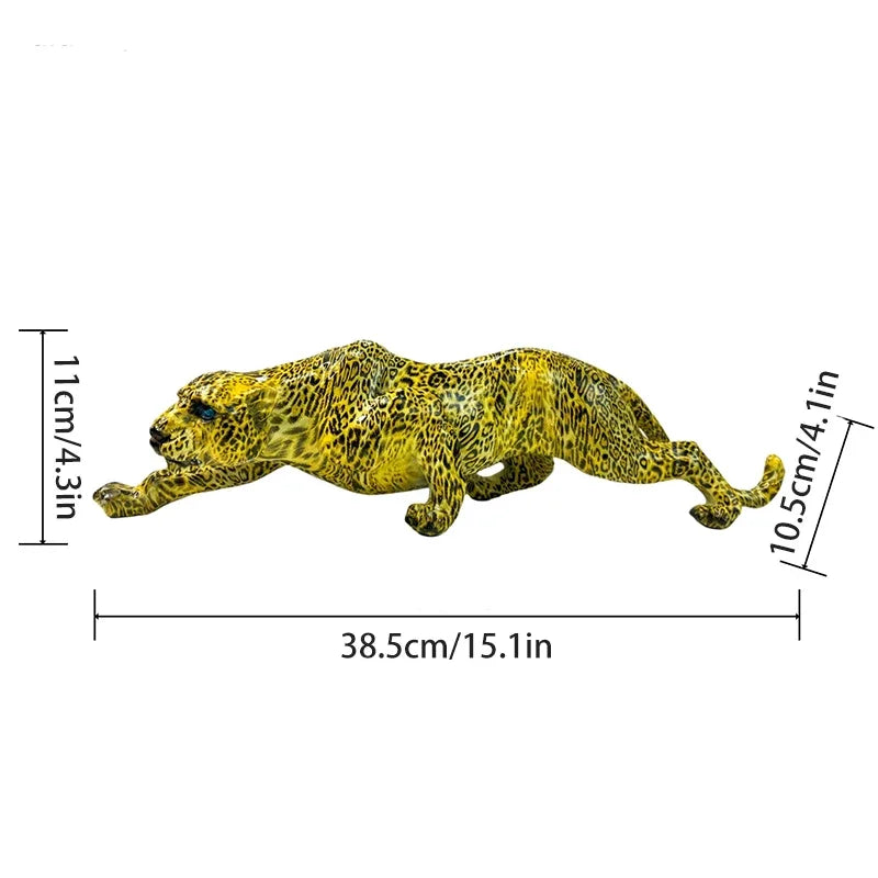 Décoration Intérieure Statue Guépard Sculpture Léopard en Résine Panthère Assise Figurine Ornement de Bureau Décoration Maison et Bureau
