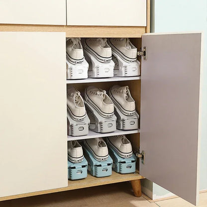5/10Pcs Adjustable Shoe Stacker Shoe Slots Organizer Shoe Slots Space Saver Double Deck Shoe Rack Holder For Closet Organization