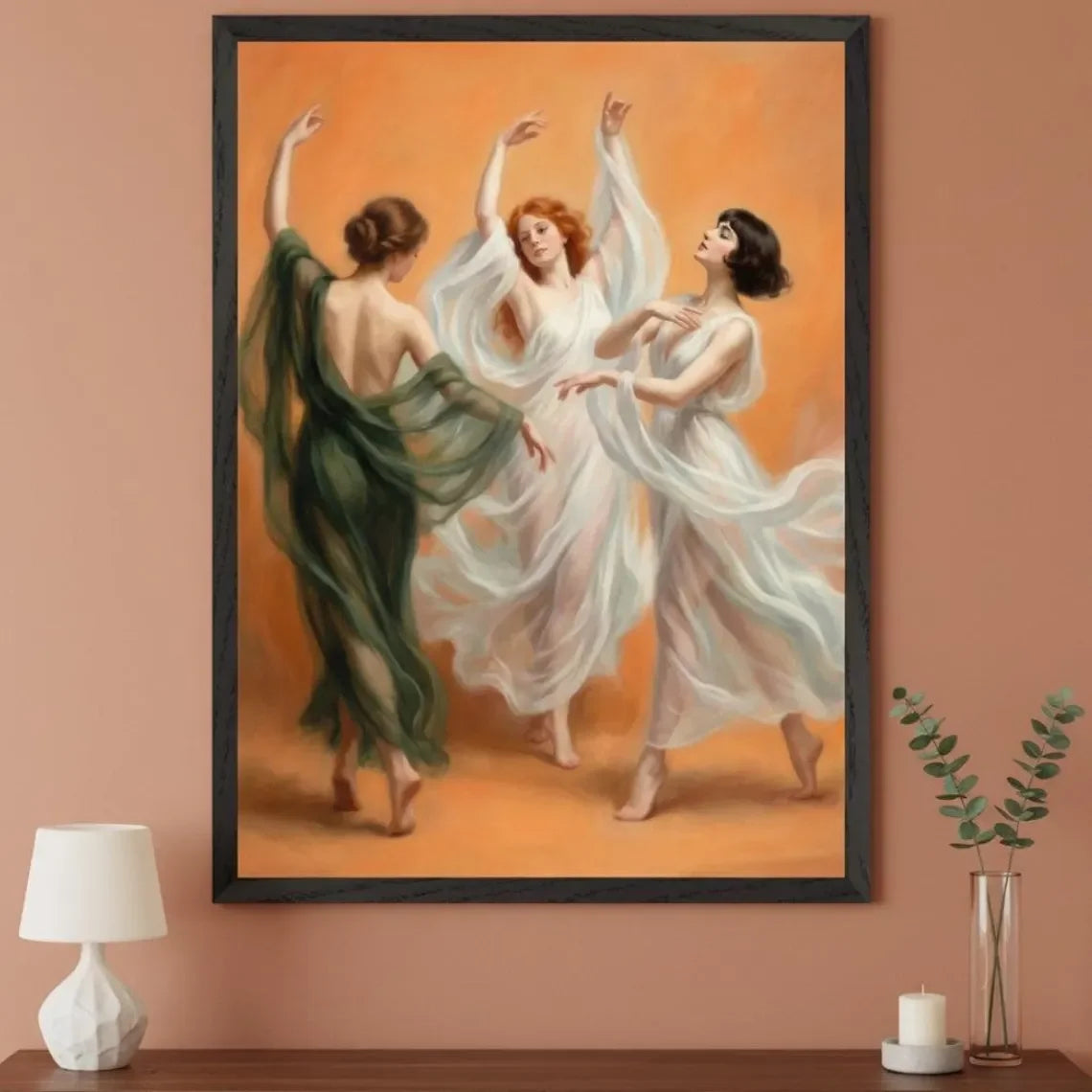 Warren B. Davis - Estampe "La danse des trois muses", estampe d'art de qualité musée