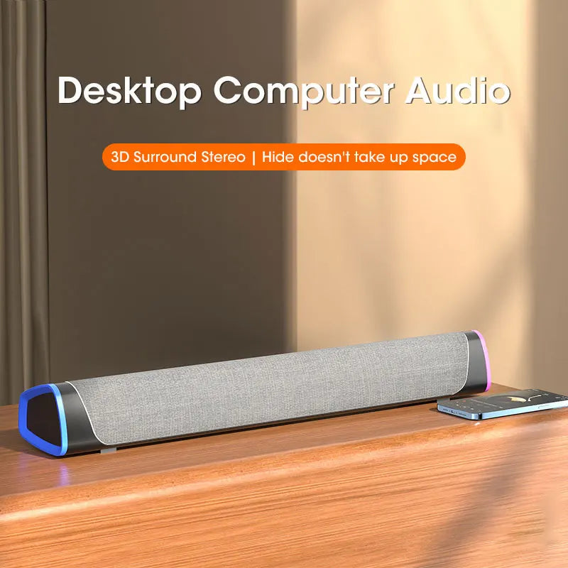 4D Computer Bluetooth Speaker Bar – Stereo Sound Subwoofer for PC, Laptop & Mac