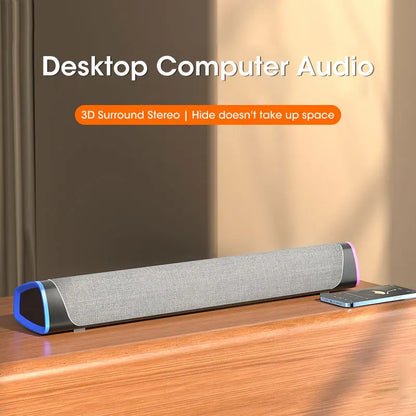 4D Computer Bluetooth Speaker Bar – Stereo Sound Subwoofer for PC, Laptop & Mac