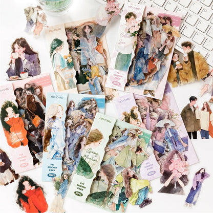 Yoofun 30pcs Cute Girl Life Character Journaling Stickers | Scrapbooking Planner Diary Decor Labels