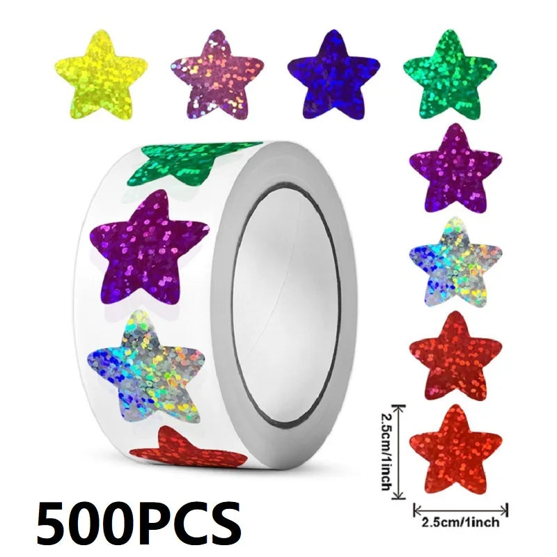 100pcs Round Star Thank You Stickers | Cute Packaging Labels for Cards and Gifts