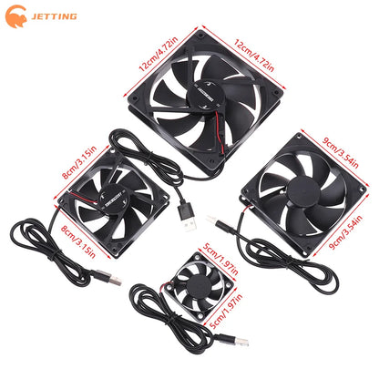 5V USB Cooling Fan for Router TV Box Computer | 50mm 80mm 90mm 120mm Black