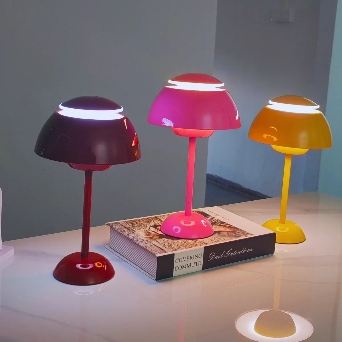 USB Touch Mushroom Table Lamp | Tri Color Dimmable LED Bedside Night Light