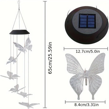LED Solar Wind Chimes Color Changing Butterfly Dragonfly Hummingbird Outdoor Gift