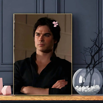 Damon Salvatore The Vampire Diaries Poster Sticky Wall Art Printing Waterproof Home Living Bed Room Bar Aesthetic Decor