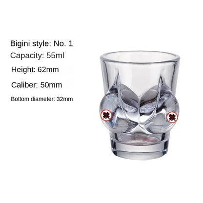Hand Painted Pattern Glass Cup for Women, Small Wine Cup, Durable Human Bikini, Shot Glass