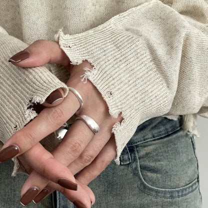 VENTFILLE 925 Sterling Silver Irregular Ring | Geometric Minimalist Jewelry for Women