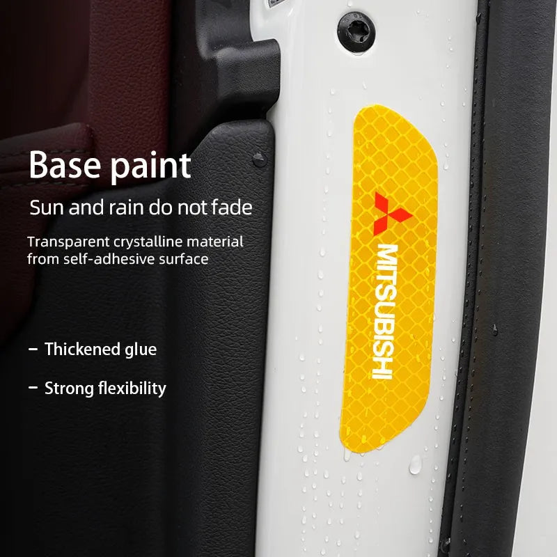 4Pcs Car Door Safety Warning Sticker Reflective Mark Decal | For Mitsubishi Lancer Ralliart ASX Mirage Pajero Xpander Attrage L200