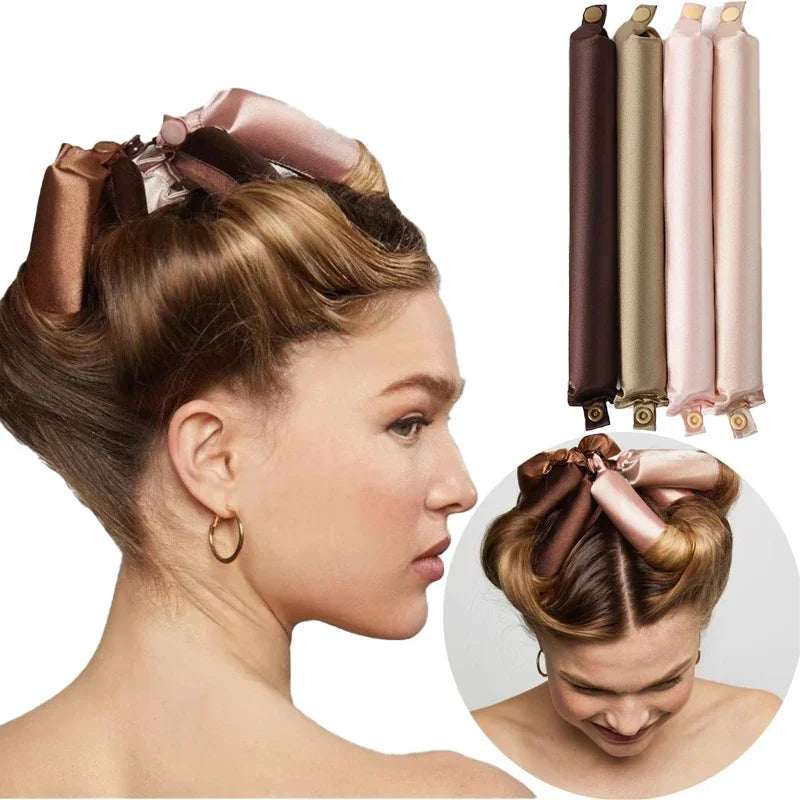 Bigoudis Sans Chaleur Bandeau Satiné Tige à Friser Sans Chaleur Boucles de Soie Bigoudis Paresseux Rouleaux à Cheveux Doux à Dormir Outils de Coiffage