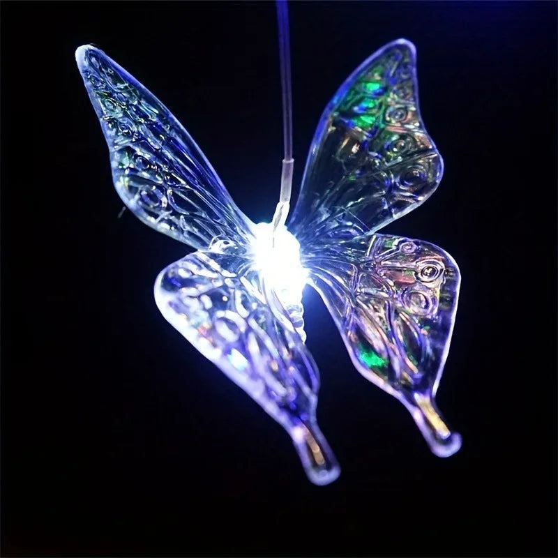 LED Solar Wind Chimes Color Changing Butterfly Dragonfly Hummingbird Outdoor Gift
