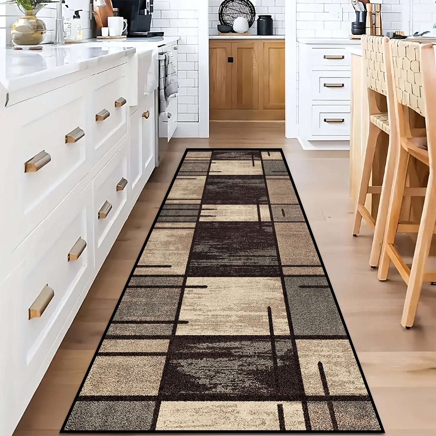 VIKAMA Tapis de cuisine à carreaux de haute qualité, long tapis de sol fin, tapis de porte, tapis de salon pour chambre à coucher, décoration intérieure