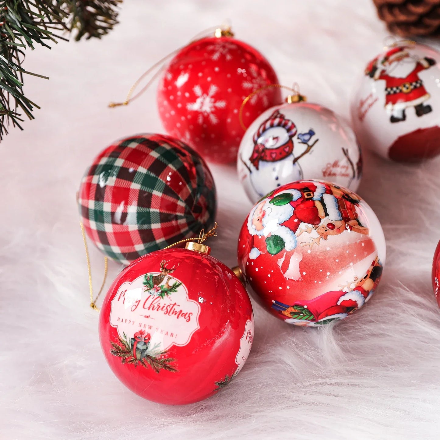 3 boules de Noël 8cm Cadeaux Originaux Décoration de Noël 2024 Décorations de Sapin de Noël Cadeau Pendentifs Boules