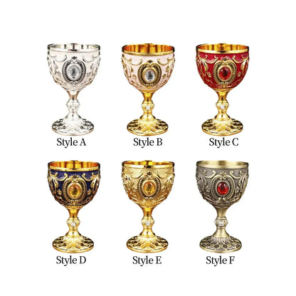1Pc 30ml Light Luxury Goblet Embossed Wine Drink Cup Retro White Wine Chalice Communion Party Household Dining Gifts