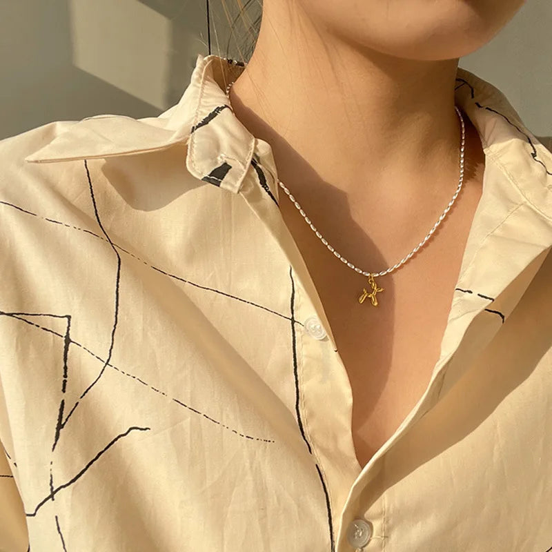 Silver Balloon Dog Pendant Necklace | Cute Animal Charm Jewelry