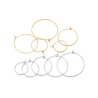 20-Piece Gold Stainless Steel Hoop Earring Wires | Bulk Jewelry Making Supplies