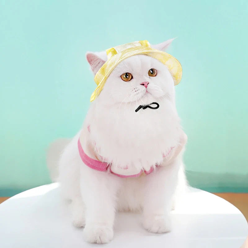Summer Dog Sun Hat | Breathable Cotton Bucket Hat for Small and Medium Pets