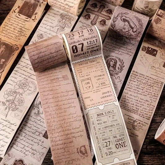 Vintage Poems Ticket Plants Washi Tape | Decorative Masking Tape for Scrapbooking and DIY Crafts