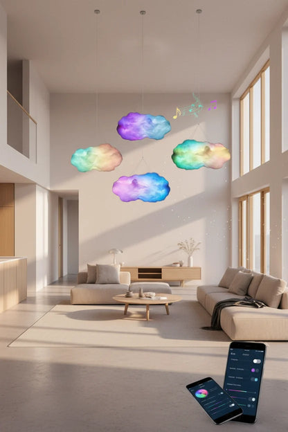 3D Cloud LED Lamp Multicolor Bedroom Light Music Sync Thunder Clouds Smart USB