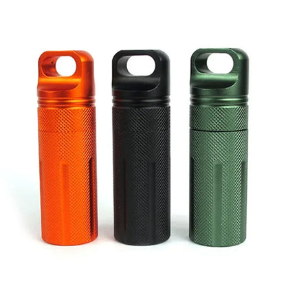 Aluminium Survival Pill Bottle | Waterproof Emergency First Aid Container