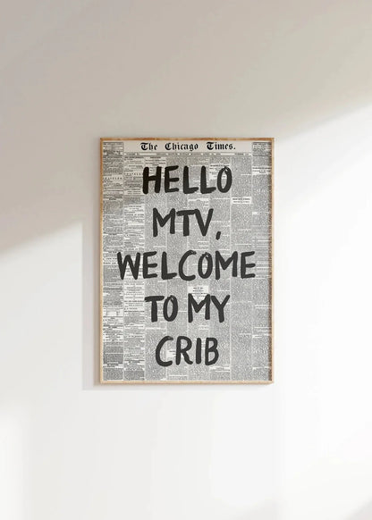 Hello MTV Welcome To My Crib Fashion Wall Art Prints Canvas Painting Poster Picture For Living Bedroom Kids Room Home Decor