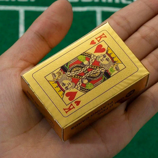 1 Pièce Mini Cartes à Jouer Dorées Cartes de Poker Imperméables en Plastique Faciles à Transporter Jeu de Voyage