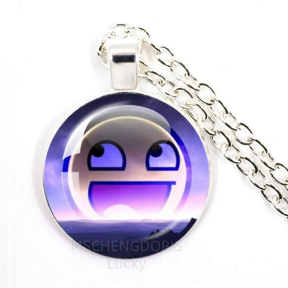 Funny Meme Cartoon Glass Pendant Necklace | Unisex Party Jewelry Gift