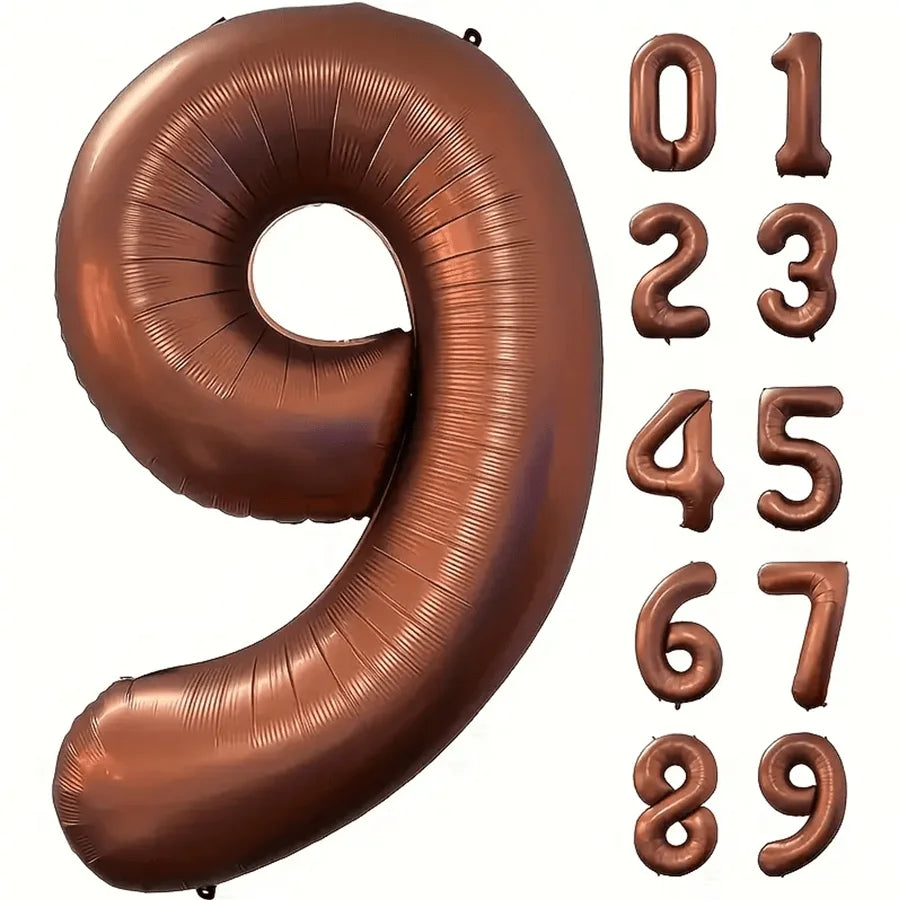 Foil Number Balloons 40 Inch | Brown Birthday Party Decor