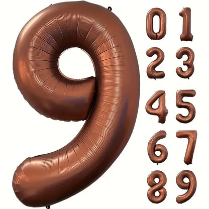 Foil Number Balloons 40 Inch | Brown Birthday Party Decor