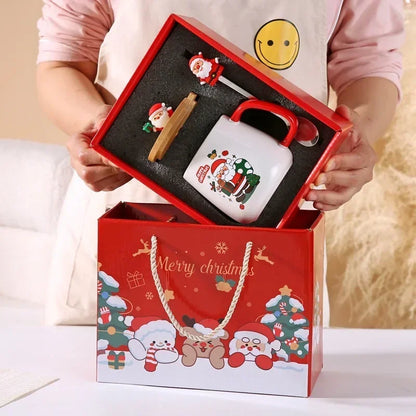 Mug Gift Box Ceramic Mug Christmas Gift Ceramic Mug with Lid with Spoon Set Cup Coffee Cup Christmas Dropshipping