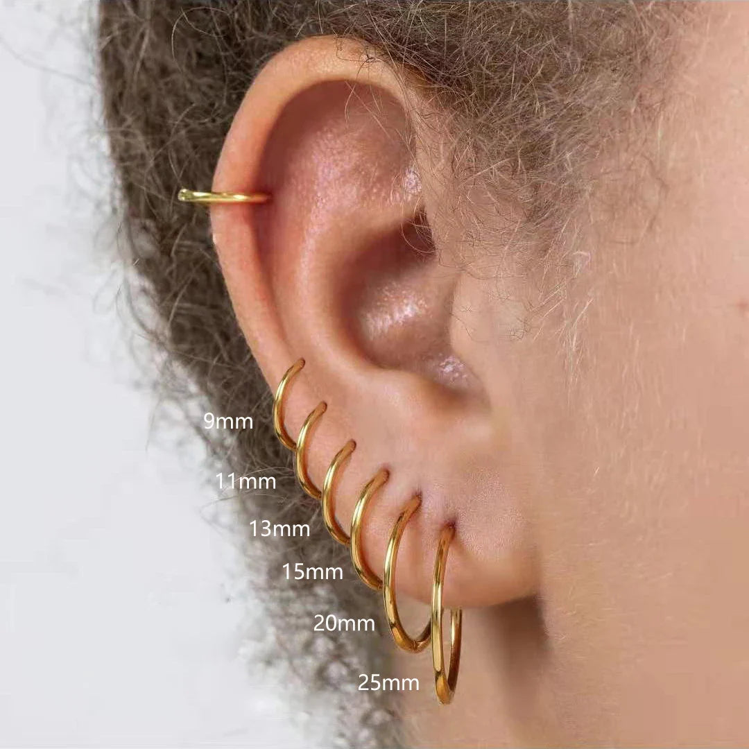 Gold Hoop Earrings for Women | Stainless Steel Round Huggies